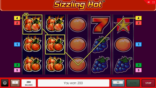 Игровой интерфейс Sizzling Hot 20